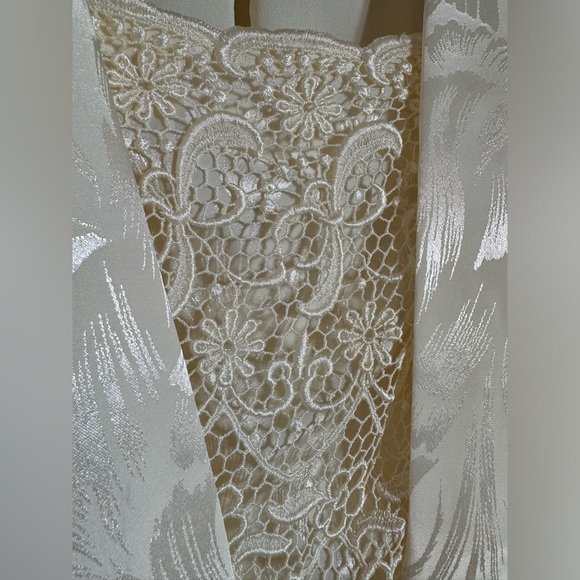 In The Mood Vintage Lace Pleated Ivory Dress Size 10 Long Sleeve 80's 90’s - Picture 3 of 16